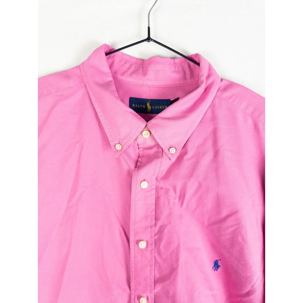 Ralph Lauren Button Down Shirt Mens 2XB Pink Long Sleeve Classic Preppy Old Mone